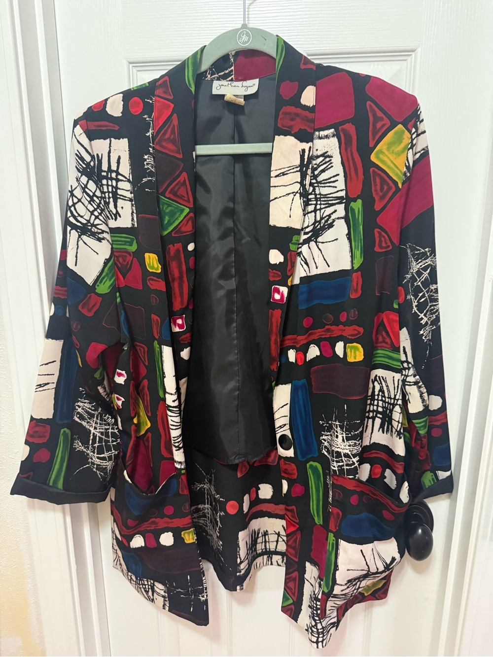 Abstract Multi-Color Open Blazer by Jessica Howard - Multicolor
